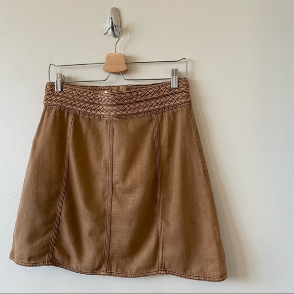 FREE People-Braided A-line Mini Western Boho Brown Skirt (Size:6) - Picture 7 of 10